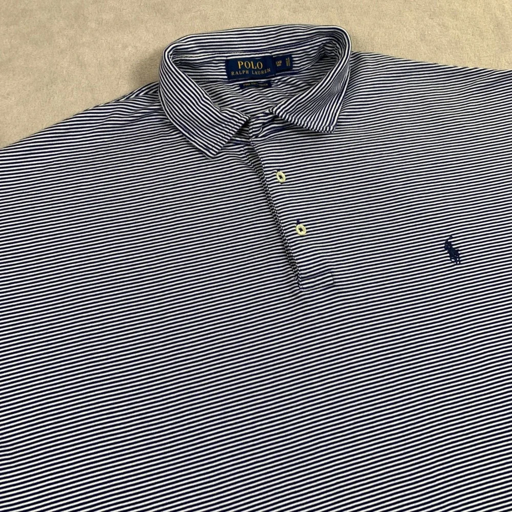 Polo Ralph Lauren Polo Shirt Mens 3XB Blue Striped Pima Soft Touch Short Sleeve
